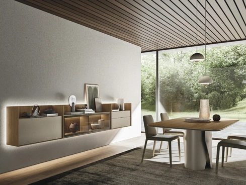 Mobile sospeso Cabaret One 03 in materico e legno di Sangiacomo