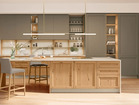 Cucina Moderna in rovere con penisola Milano 01 di Veneta Cucine
