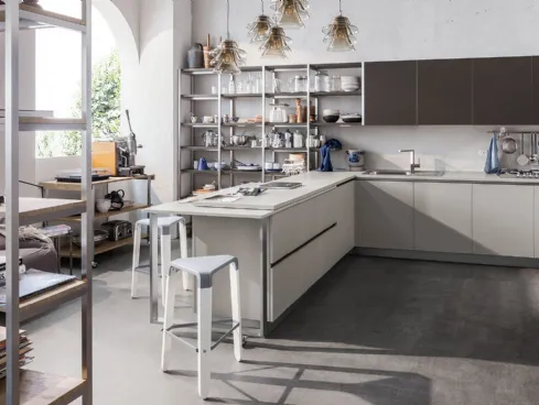 Cucina Moderna Start-Time J 07 finitura Antracite e Grigio di Veneta Cucine