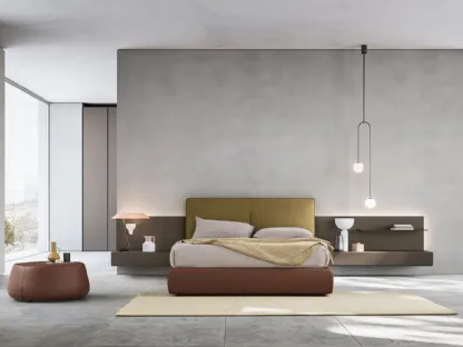 Letto in tessuto con boiserie Suite System 2 di Alf Da Frè