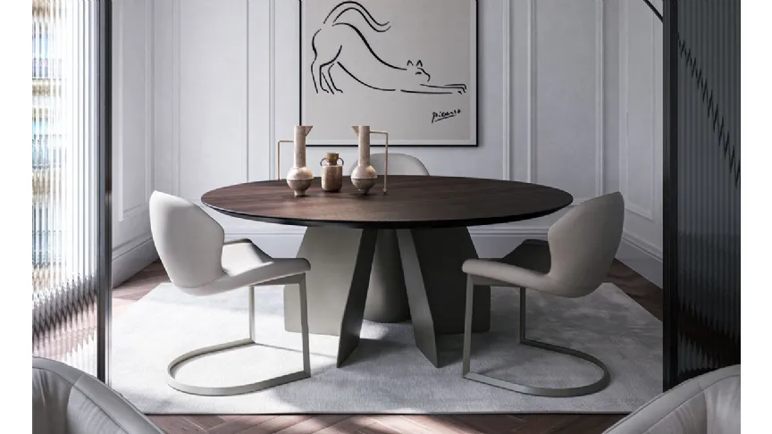 Tavolo con top in legno Senator Round di Cattelan Italia